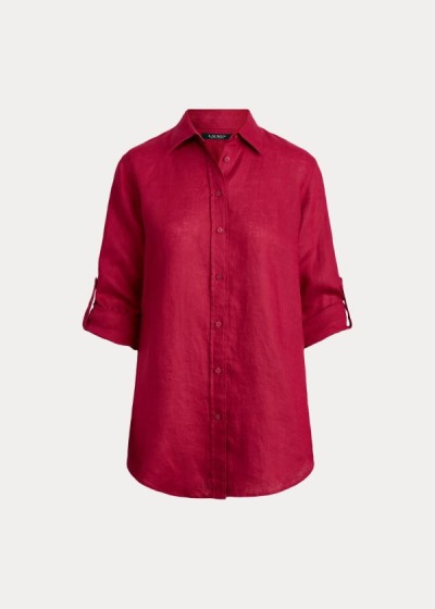 Camisa Ralph Lauren Mujer Fucsia Claro - Linen - DRJHL8096